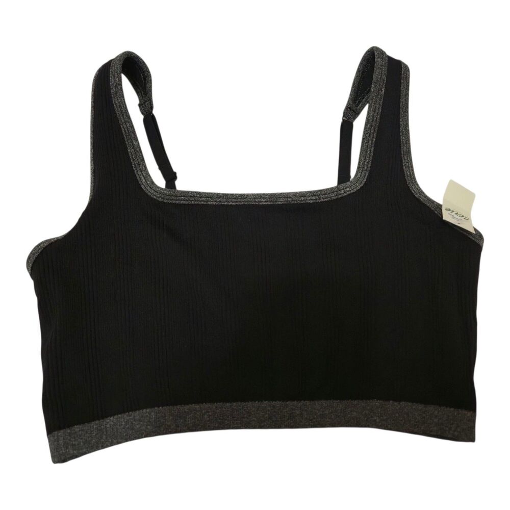 Aerie Bralette Size Medium Black Gray Tank Style Adjustable Straps NEW